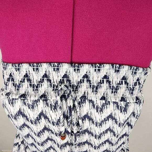 Temped Hearts Strapless Top Smocked Lined Bust Geometric Print Boho Festival M - Picture 12 of 13